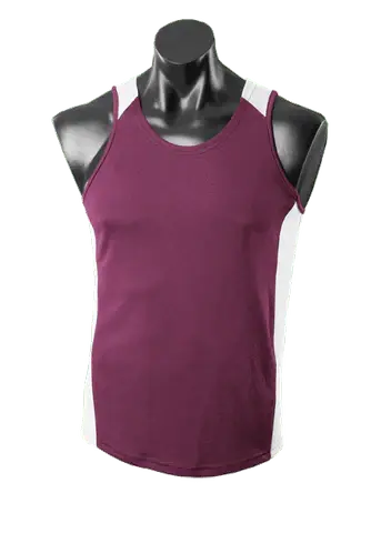 Aussie Pacific Premier Singlet 1101 Casual Wear Aussie Pacific Burgundy/White S